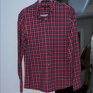Banana Republic Red and Black Plaid Button Down Shirt